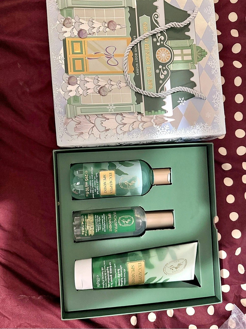 Bath & Body Works Grand Resort Day Spa Eucalyptus Spearmint Gift Set Green & 3-P